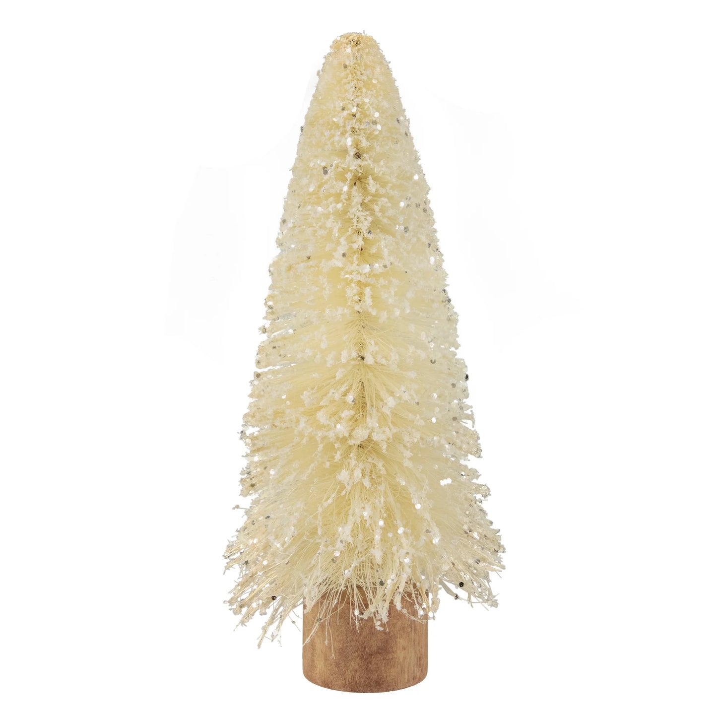Glittered Sisal Christmas Tree Decoration - 11.5" - Cream