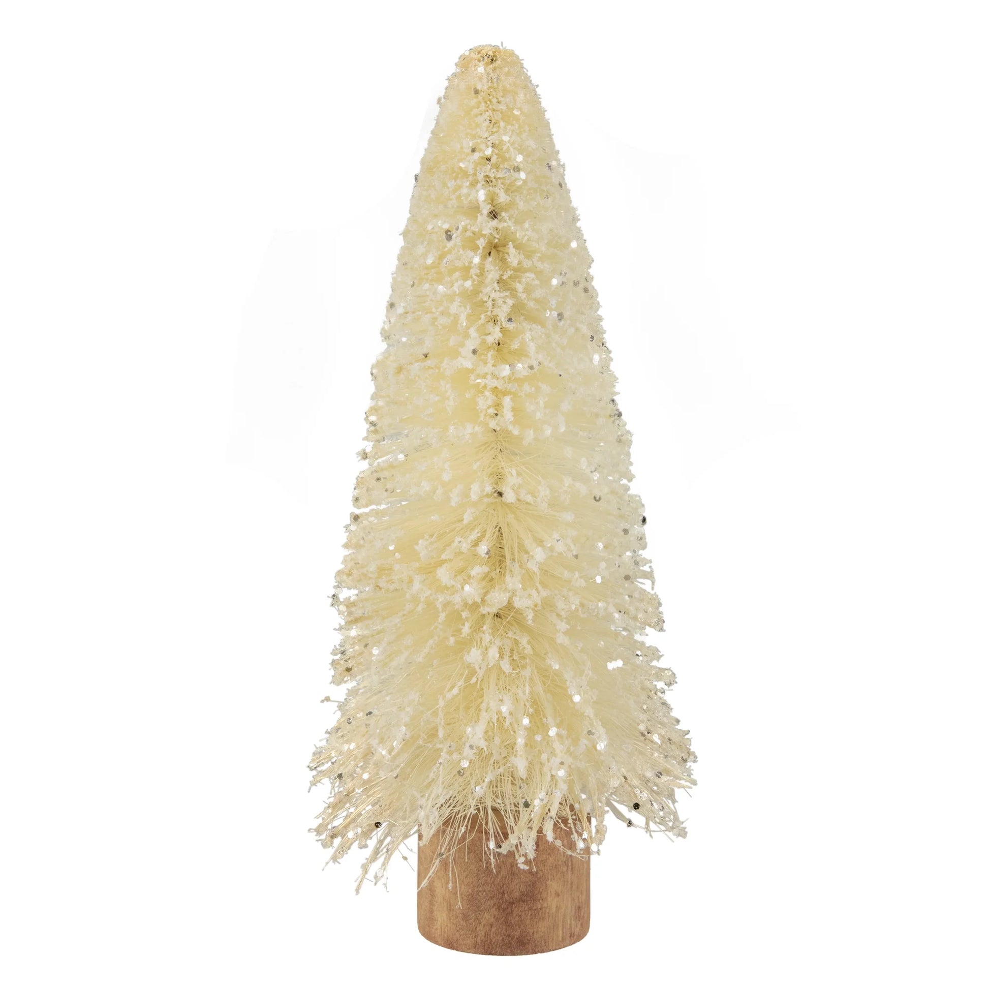 Glittered Sisal Christmas Tree Decoration - 11.5" - Cream