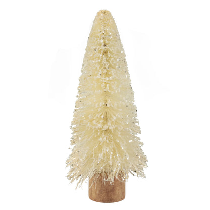Glittered Sisal Christmas Tree Decoration - 11.5" - Cream