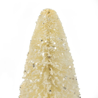 Glittered Sisal Christmas Tree Decoration - 11.5" - Cream