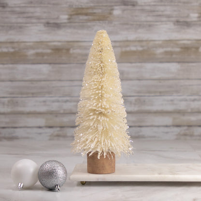 Glittered Sisal Christmas Tree Decoration - 11.5" - Cream
