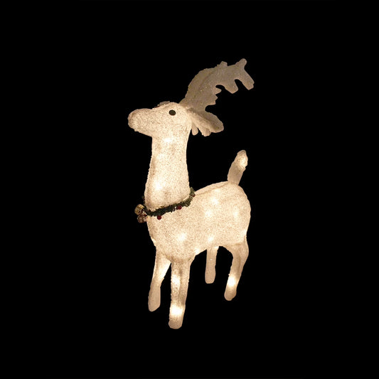 Plush Glittered Reindeer Outdoor Christmas Decoration - 28.5" - Clear Lights
